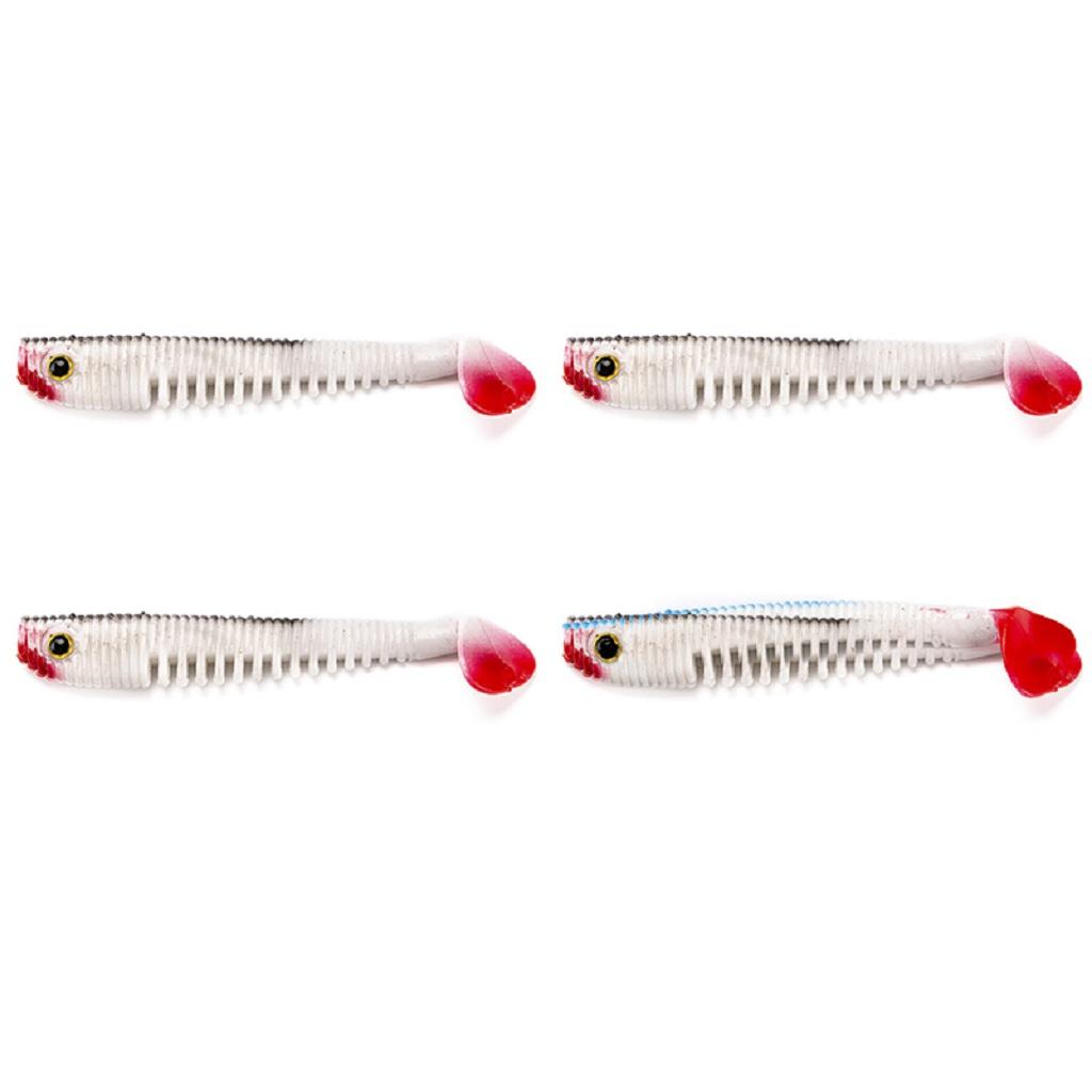 4pcs Soft Simulation Fishing Lures Artificial T Tail Bait Swimbaits Black