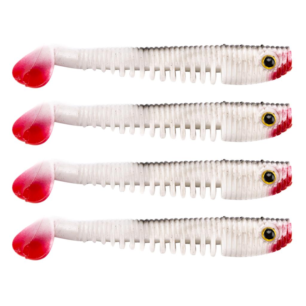 4pcs Soft Simulation Fishing Lures Artificial T Tail Bait Swimbaits Black