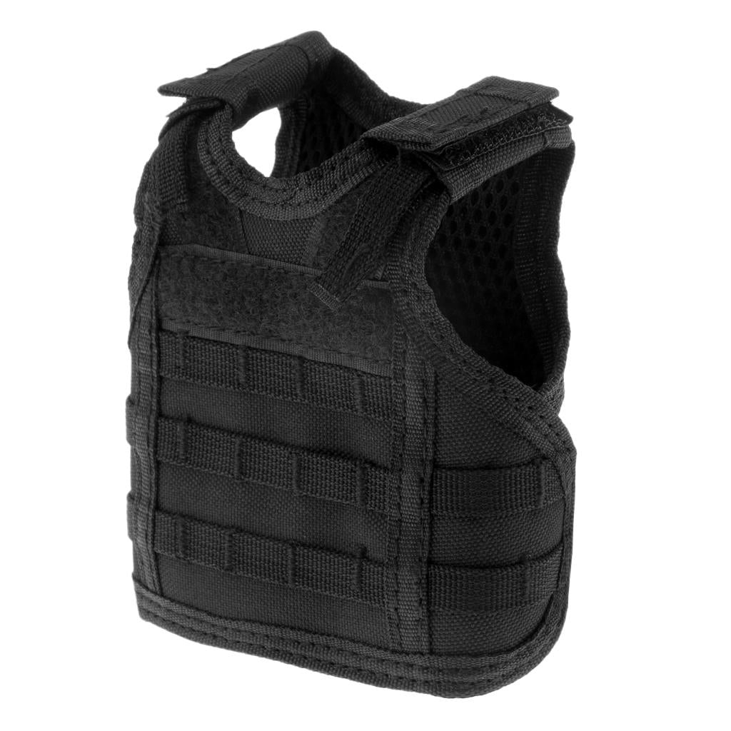 Mini Molle Vest Beer Water Bottle Cooler Carrier Drink Decoration Set Black