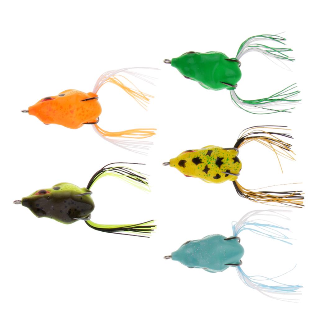 5pcs Frog Soft Fishing Lure Bass Snakehead Bait Topwater Swimbait Crankbait