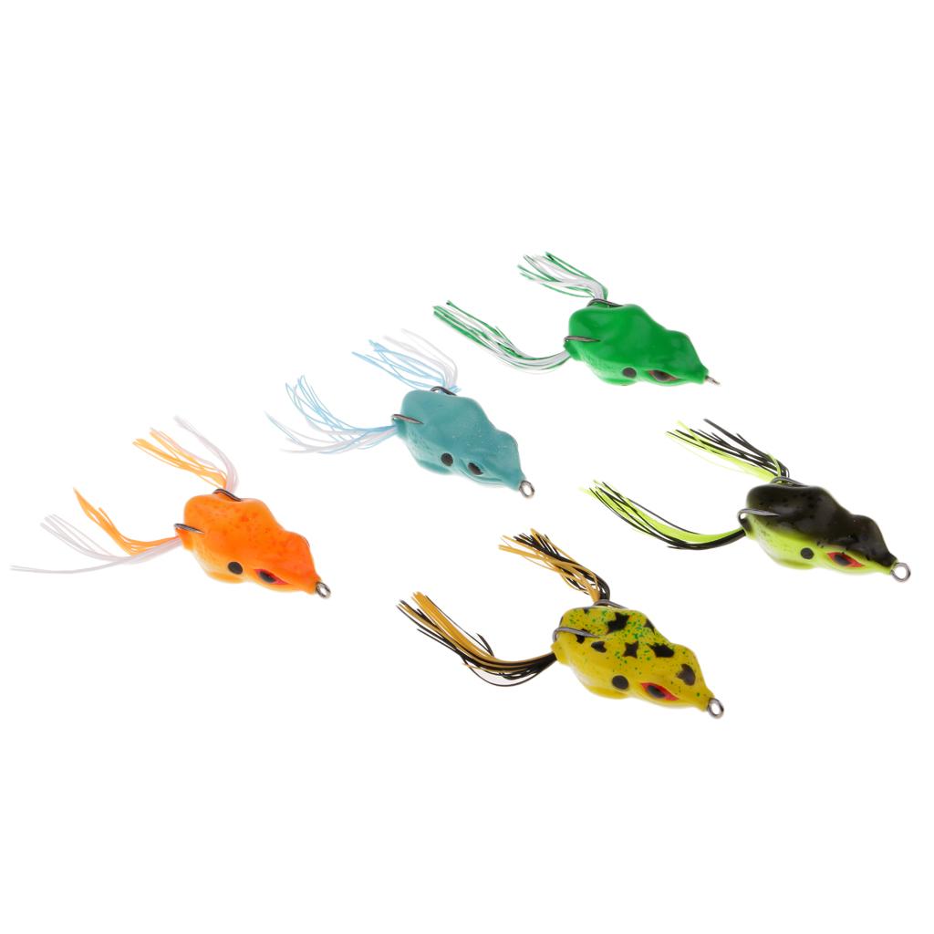 5pcs Frog Soft Fishing Lure Bass Snakehead Bait Topwater Swimbait Crankbait