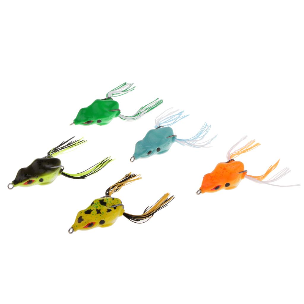 5pcs Frog Soft Fishing Lure Bass Snakehead Bait Topwater Swimbait Crankbait
