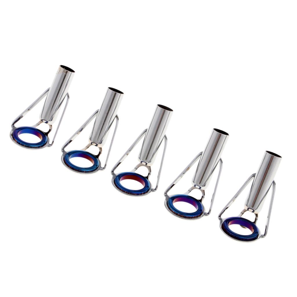 5pcs Fishing Rod Guides Tips Repair Kit Spinning Casting Rod Tip Ring Size 8