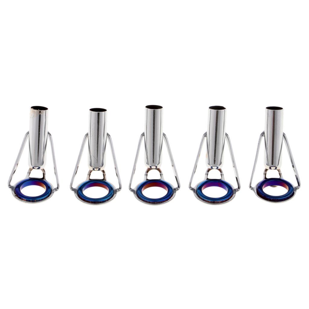5pcs Fishing Rod Guides Tips Repair Kit Spinning Casting Rod Tip Ring Size 8