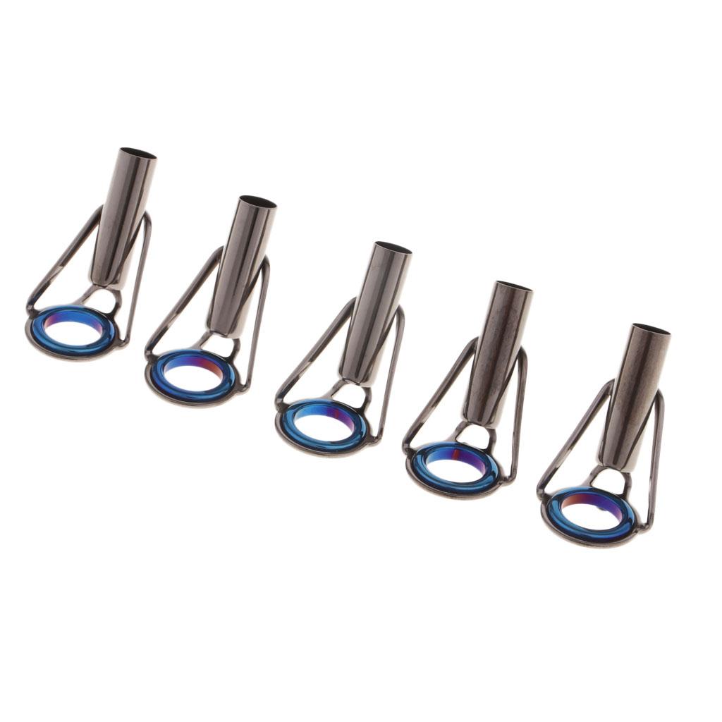 5pcs Fishing Rod Guides Ring Repair Kit Spinning Casting Rod Tip Tops Size 8