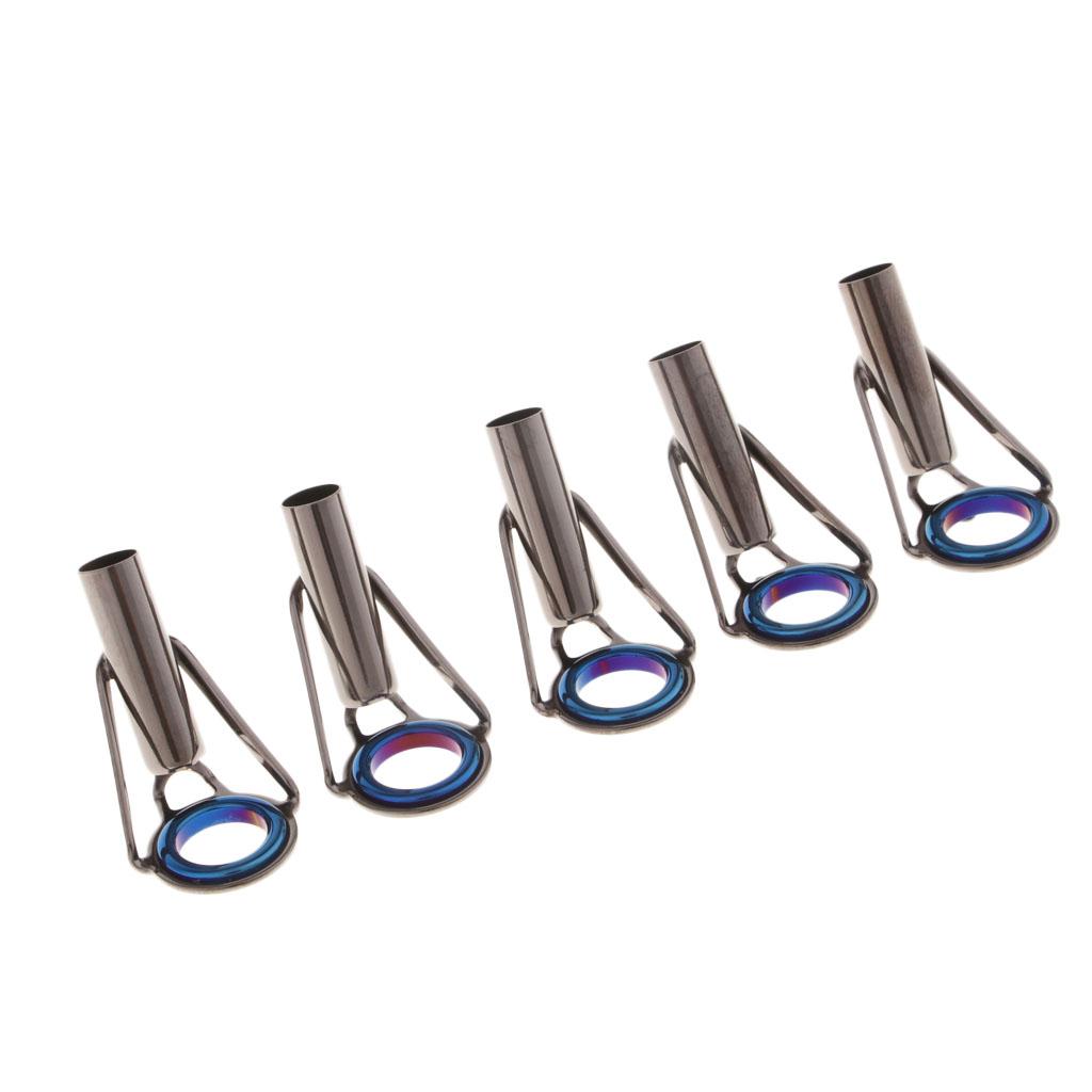 5pcs Fishing Rod Guides Ring Repair Kit Spinning Casting Rod Tip Tops Size 8