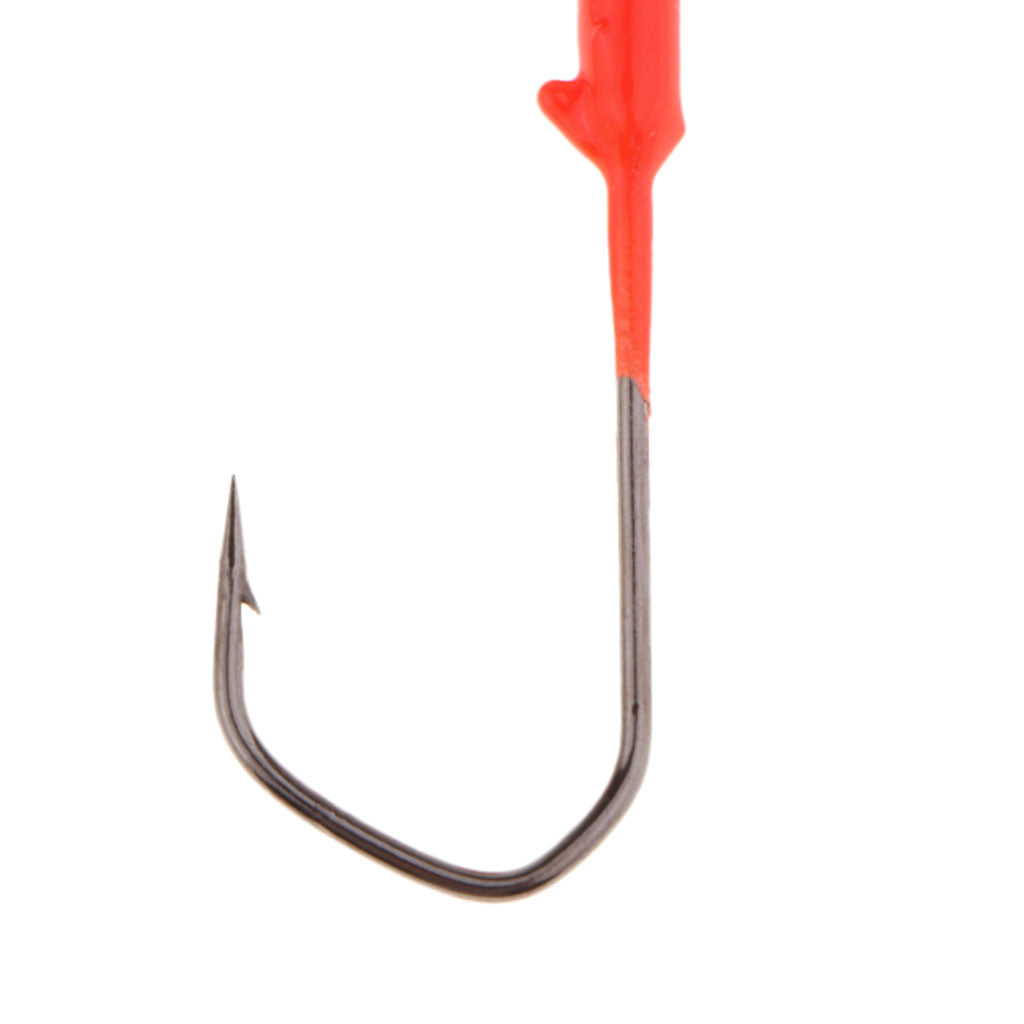 5pcs Fishing Jigs Lead Jig Head Hooks Saltwater Fishing Lures Baits Red 7g