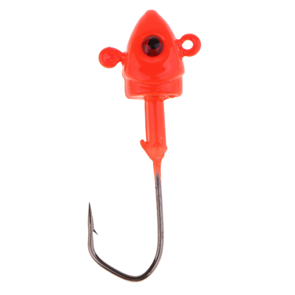 5pcs Fishing Jigs Lead Jig Head Hooks Saltwater Fishing Lures Baits Red 10g