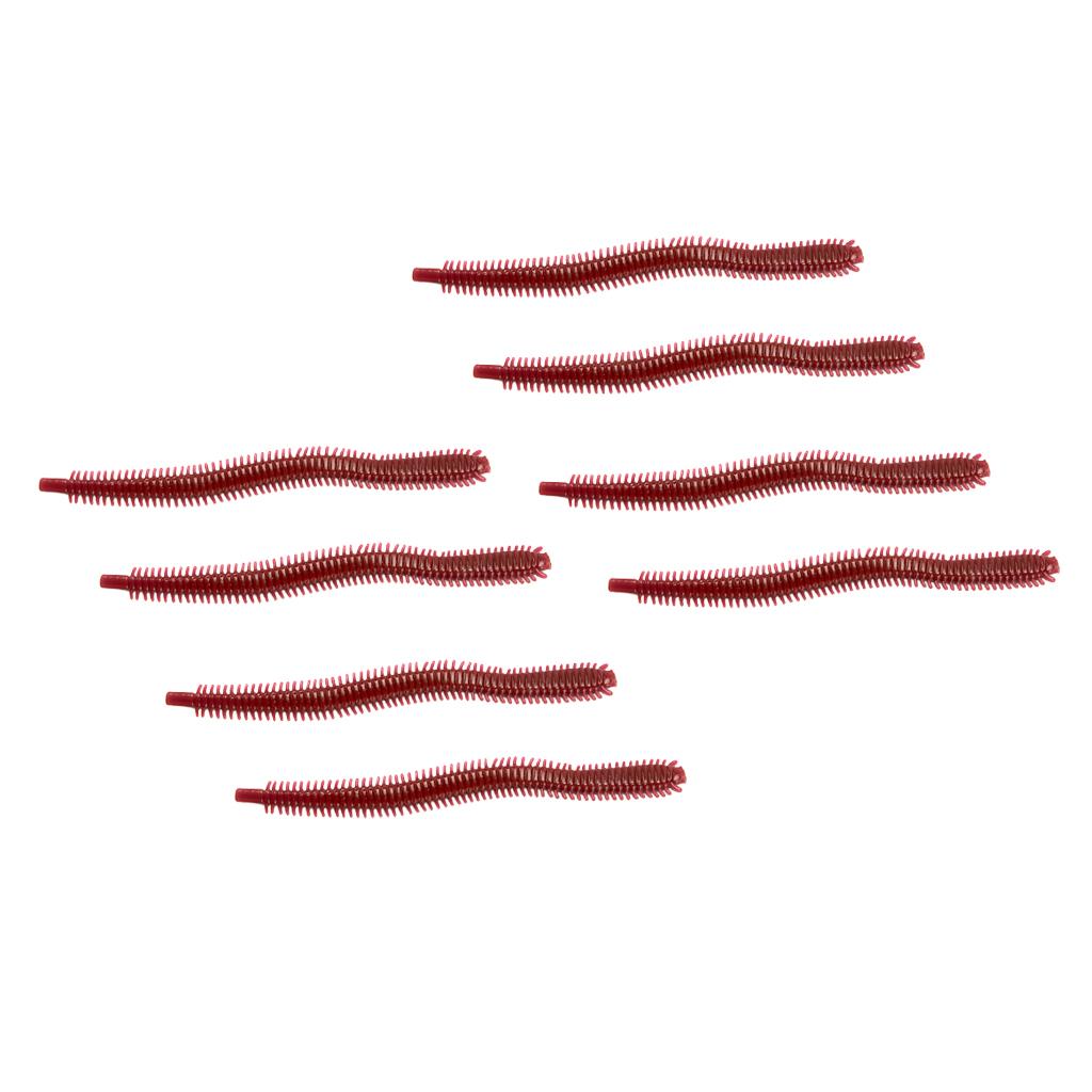 8Pcs PVC Soft Fishing Baits Grub Worm Artificial Fishing Lures Color 607