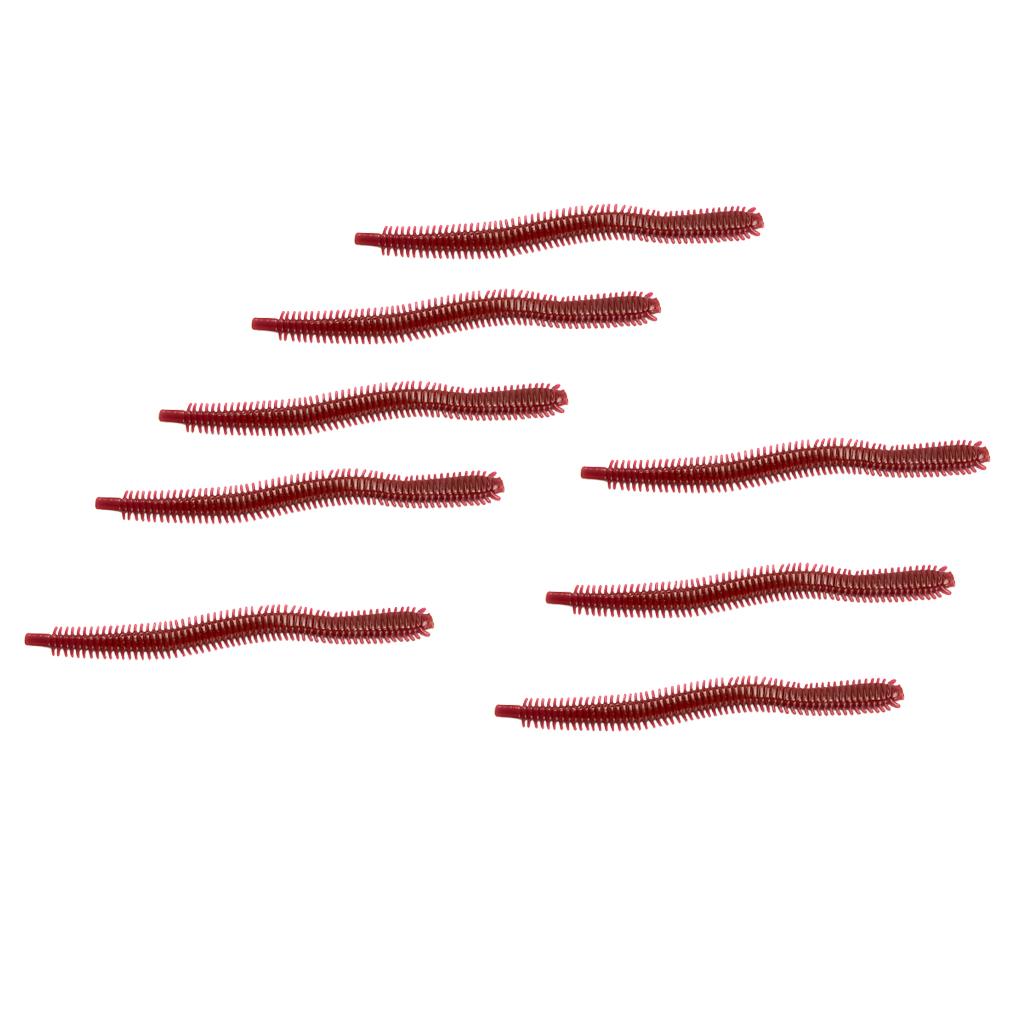8Pcs PVC Soft Fishing Baits Grub Worm Artificial Fishing Lures Color 607
