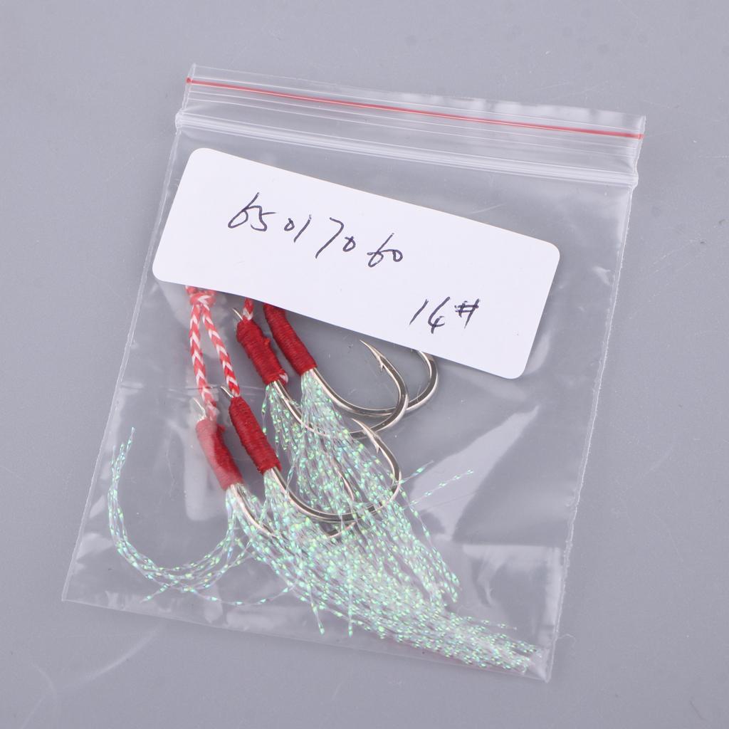 2pcs Stainless Steel Assist Hooks Sea Fishing Jig Jigging Barbed Hooks 14