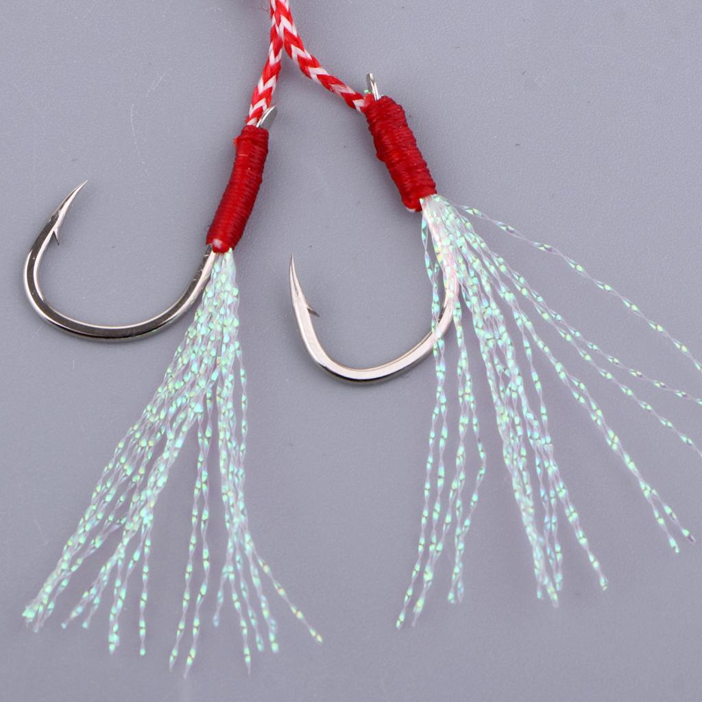 2pcs Stainless Steel Assist Hooks Sea Fishing Jig Jigging Barbed Hooks 15