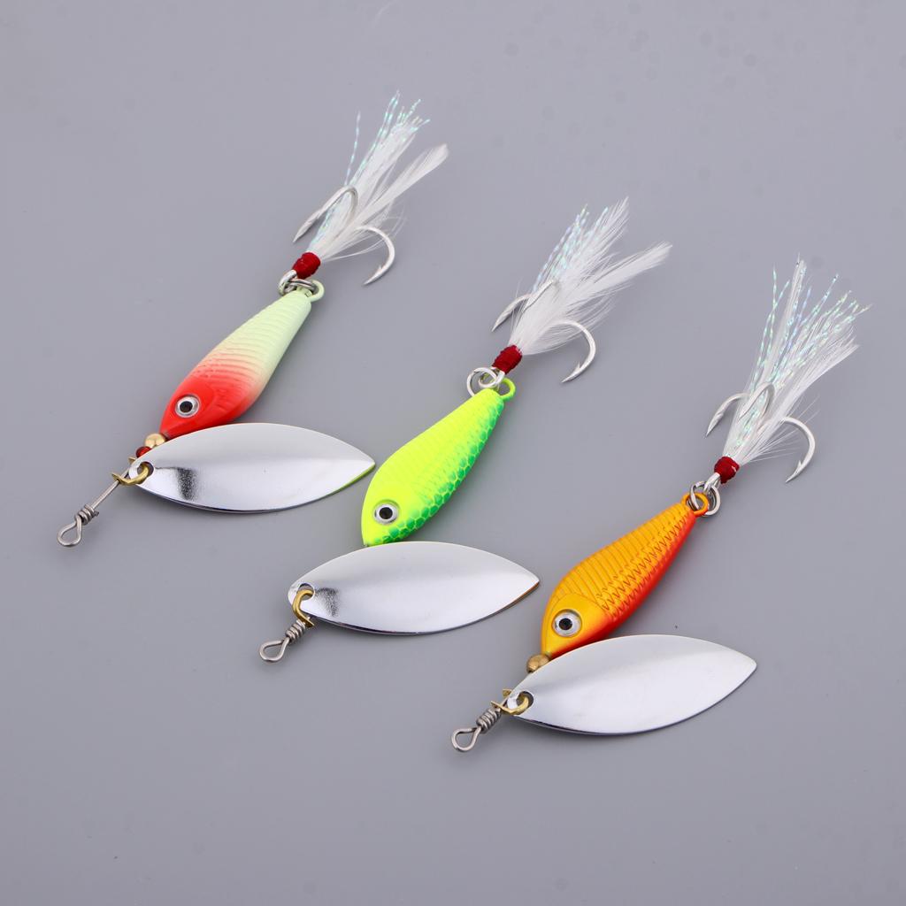 3pcs 3D Fish Eye Hard Fishing Bait Lead Lure Spinnerbaits with Spoon 20g