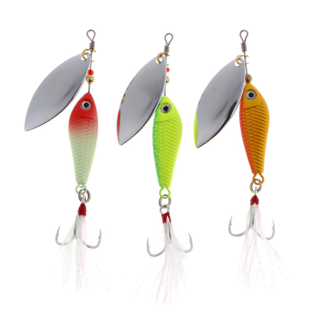 3pcs 3D Fish Eye Hard Fishing Bait Lead Lure Spinnerbaits with Spoon 20g