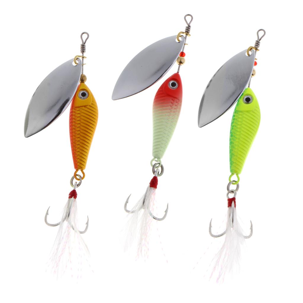 3pcs 3D Fish Eye Hard Fishing Bait Lead Lure Spinnerbaits with Spoon 20g