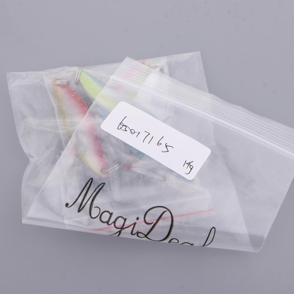 5pcs Spoon Hard Fishing Lure Treble Hook Salmon Bass Metal Fishing Baits 14g