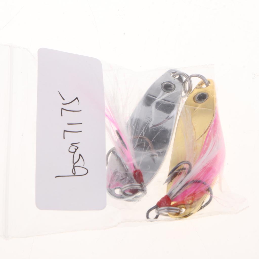 2x2 Pieces Metal Spoons Fishing Lures Hard Sequins Baits with Hooks for Trout