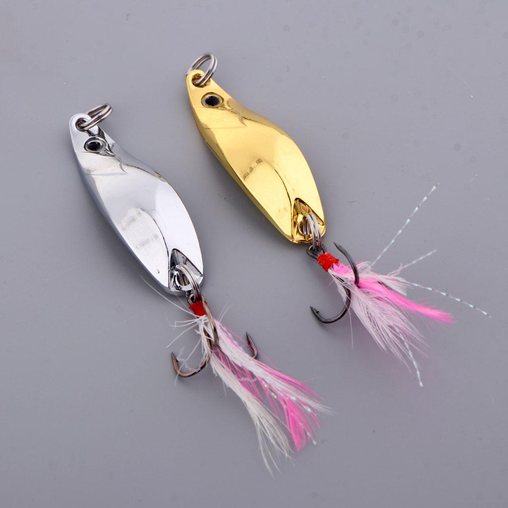 3x2 Pieces Metal Spoons Fishing Lures Hard Sequins Baits with Hooks for Trout