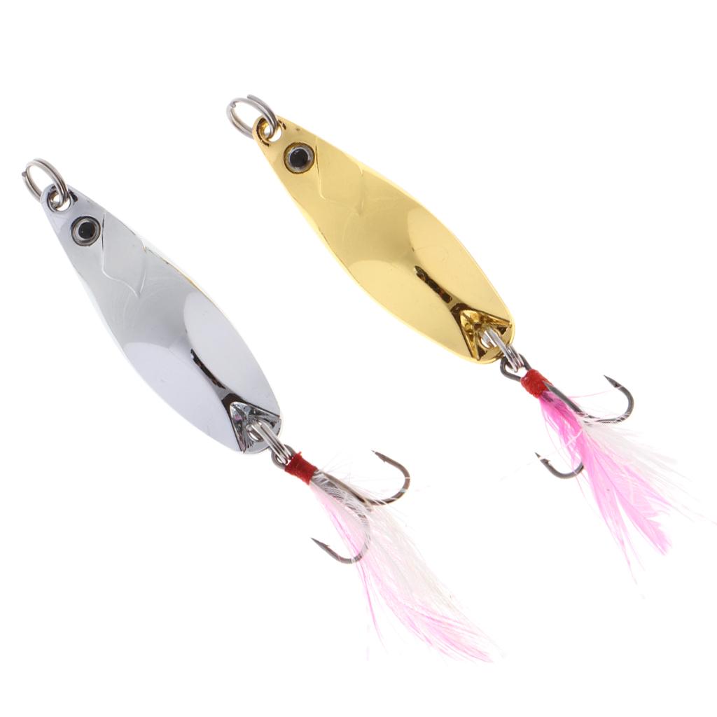 3x2 Pieces Metal Spoons Fishing Lures Hard Sequins Baits with Hooks for Trout