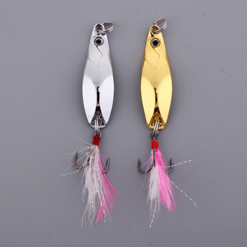 3x2 Pieces Metal Spoons Fishing Lures Hard Sequins Baits with Hooks for Trout