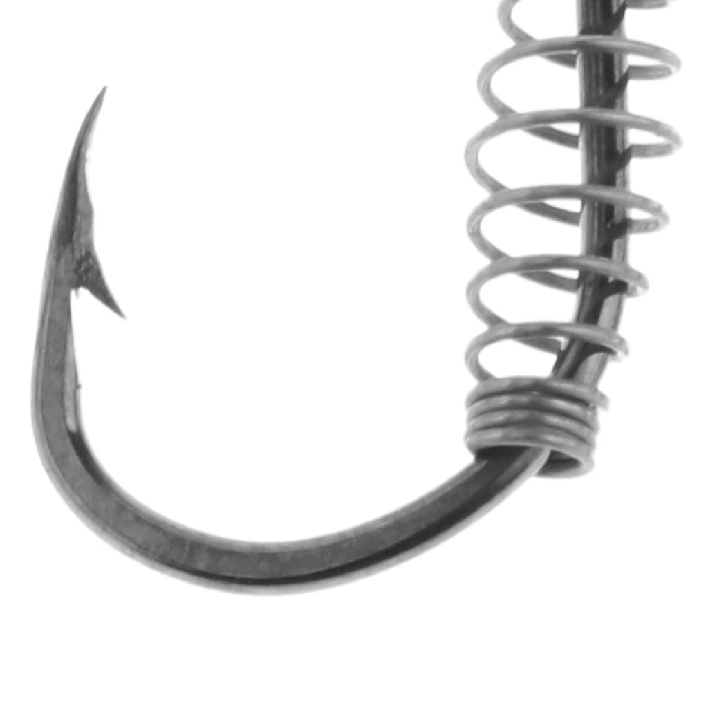 2x10pcs Spring Barbed Fishing Hooks with Hole Carp Jig Fishhook Hook Size 10