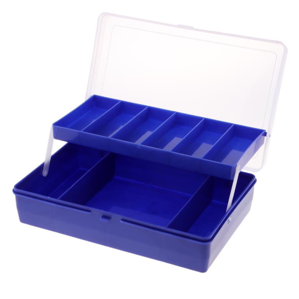 Fishing Tackle Box Plastic Portable Bait StorageContainer Blue 24x15x6cm