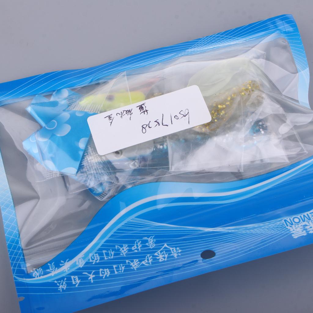 3D Eyes Fishing Lure Bait Soft Sequins Fish Decoy Hook Blue Luminous Gold