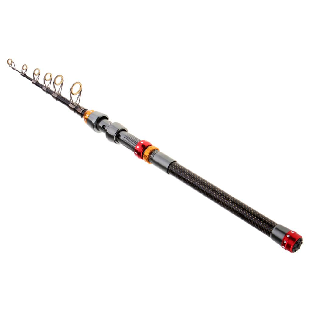 Fishing Rod Ultralight Carbon Fiber Telescopic Portable Spinning Pole 2.4m
