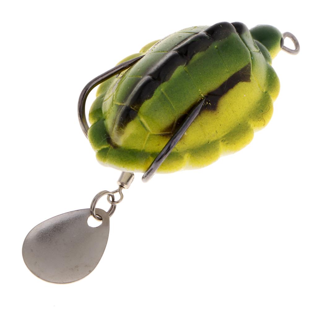 4xSoft Silicone Frog Fishing Lure Topwater Hook Baits Crankbaits Yellow