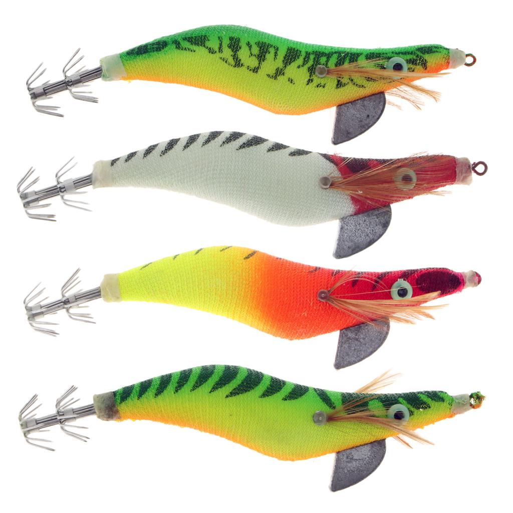 3.0# Squid Jigs Luminous Fishing Lures Artificial Baits Shrimp Color A