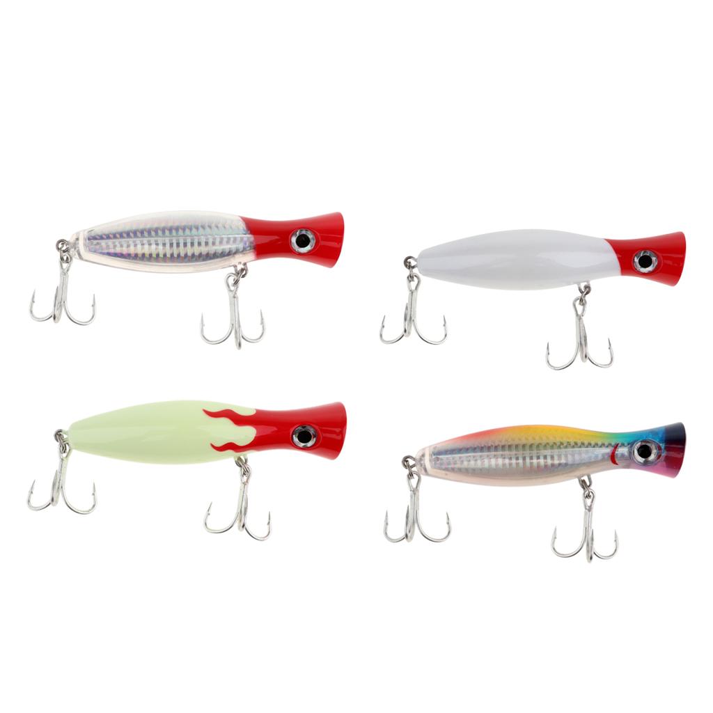 3D Plastic Fishing Lures Crankbaits with Treble Hook Topwater Baits White