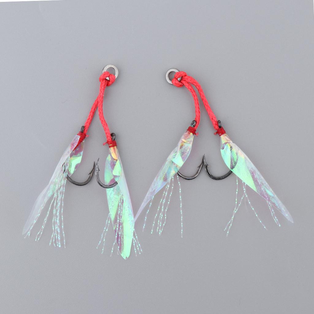 2Pcs Fishing Assist Hooks Carbon Steel Jigging Assist Fishing Hooks 14