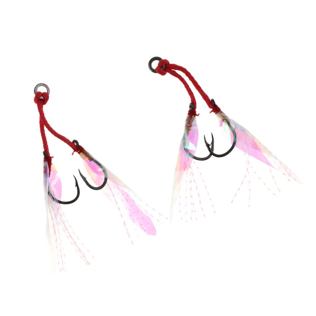 2Pcs Fishing Assist Hooks Carbon Steel Jigging Assist Fishing Hooks 14