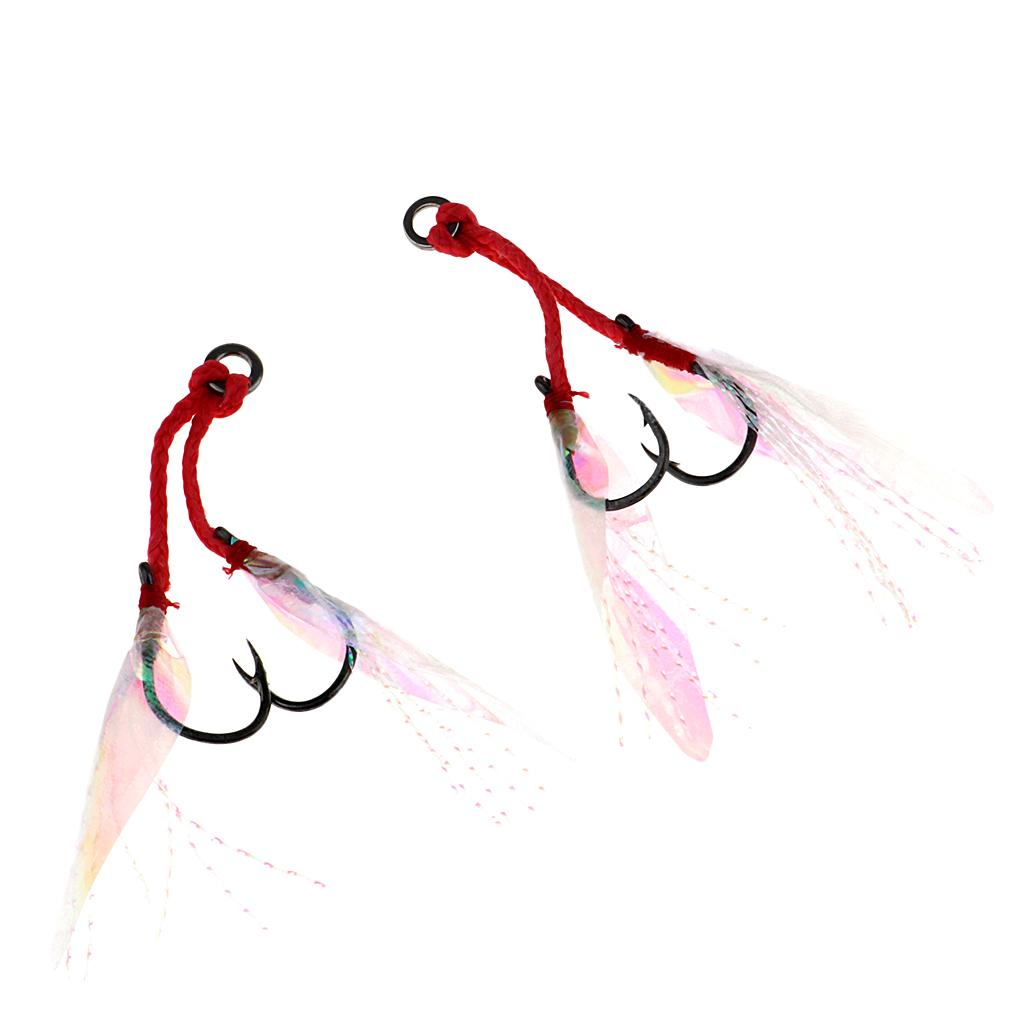 2Pcs Fishing Assist Hooks Carbon Steel Jigging Assist Fishing Hooks 14