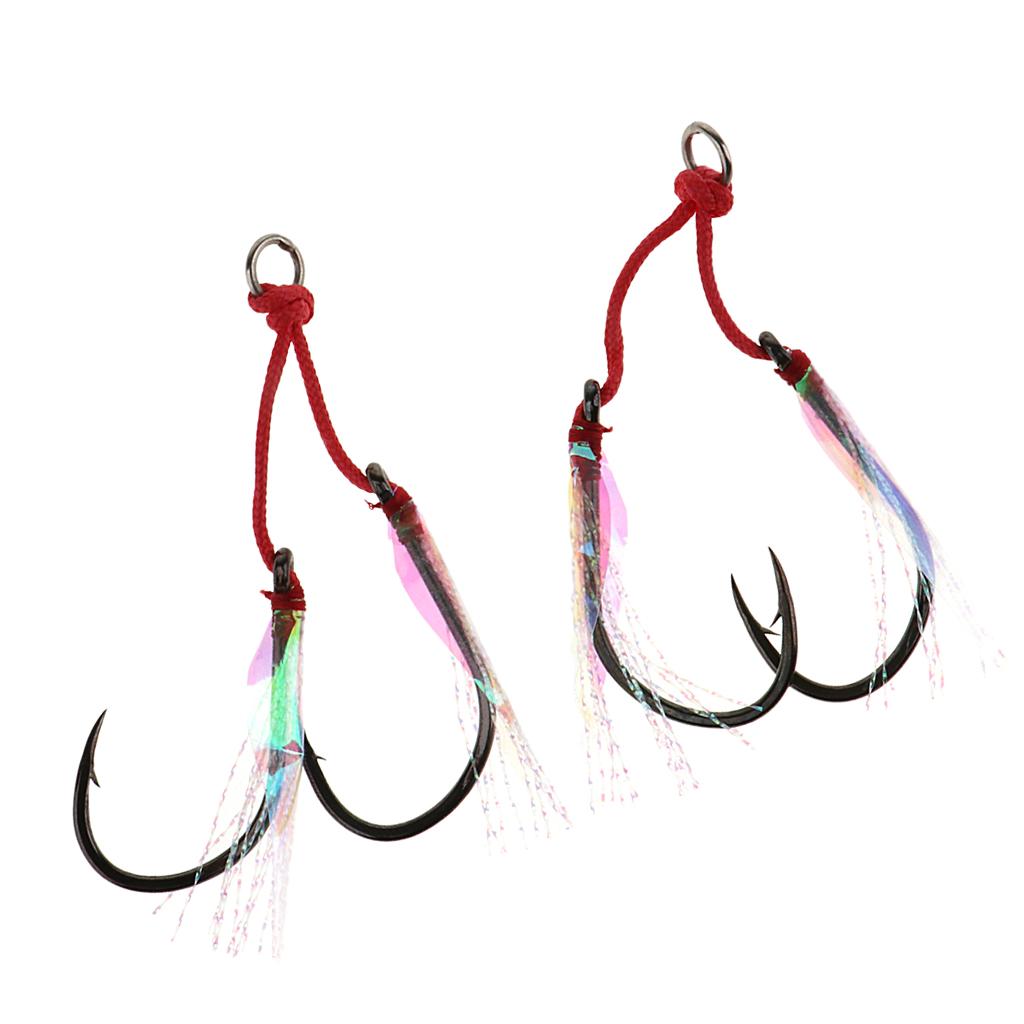 2Pcs Fishing Assist Hooks Carbon Steel Jigging Assist Fishing Hooks 7-0