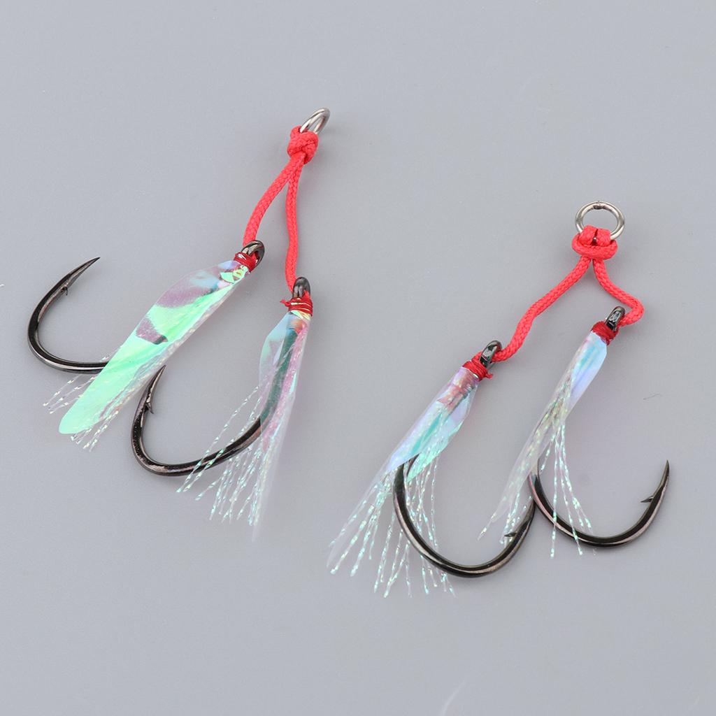 2Pcs Fishing Assist Hooks Carbon Steel Jigging Assist Fishing Hooks 7-0
