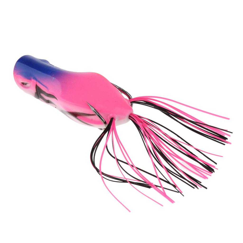 4xLifelike Topwater Frog Fishing Lure Soft Artificial Crankbaits Hook Baits Pink