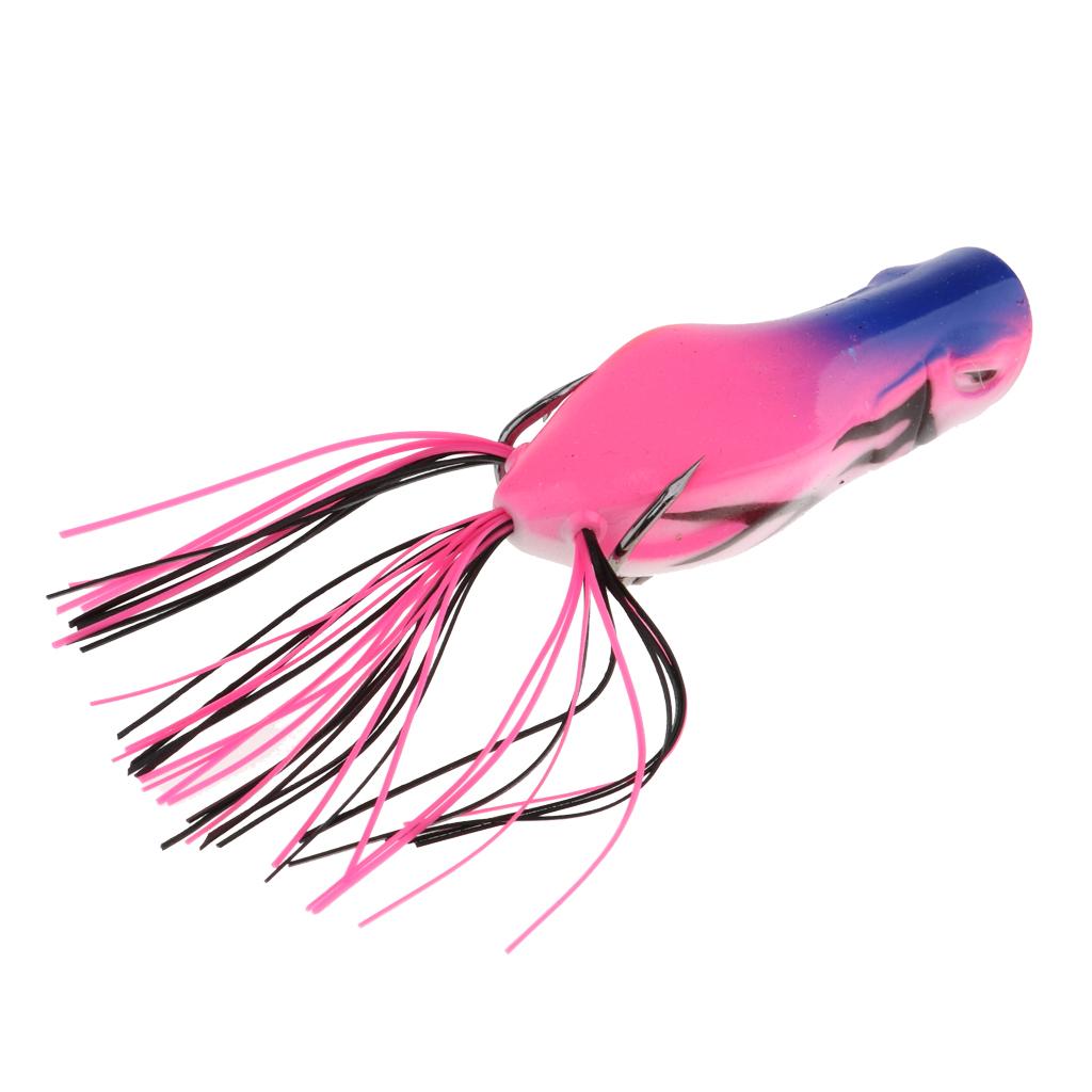 2xLifelike Topwater Frog Fishing Lure Soft Artificial Crankbaits Hook Baits Pink