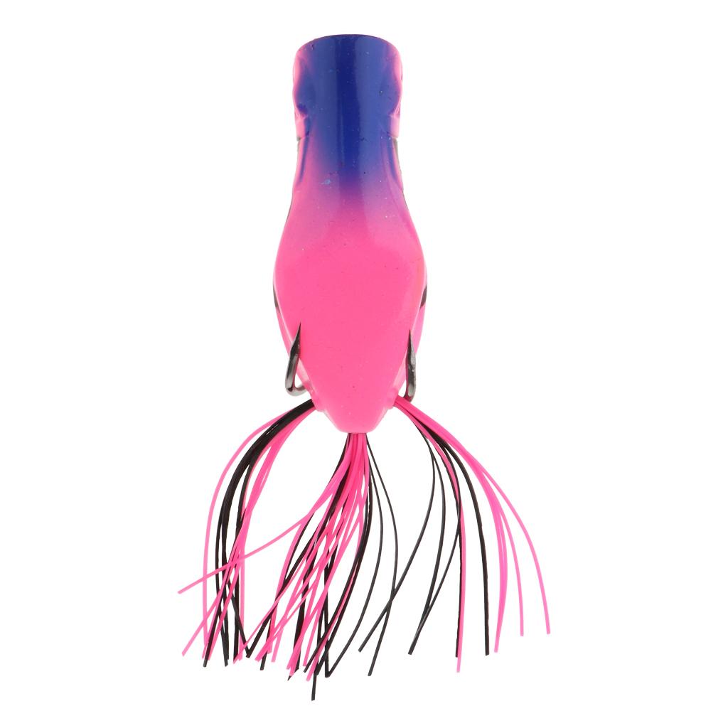 2xLifelike Topwater Frog Fishing Lure Soft Artificial Crankbaits Hook Baits Pink