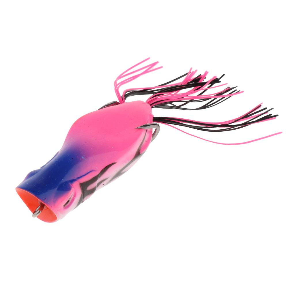 2xLifelike Topwater Frog Fishing Lure Soft Artificial Crankbaits Hook Baits Pink