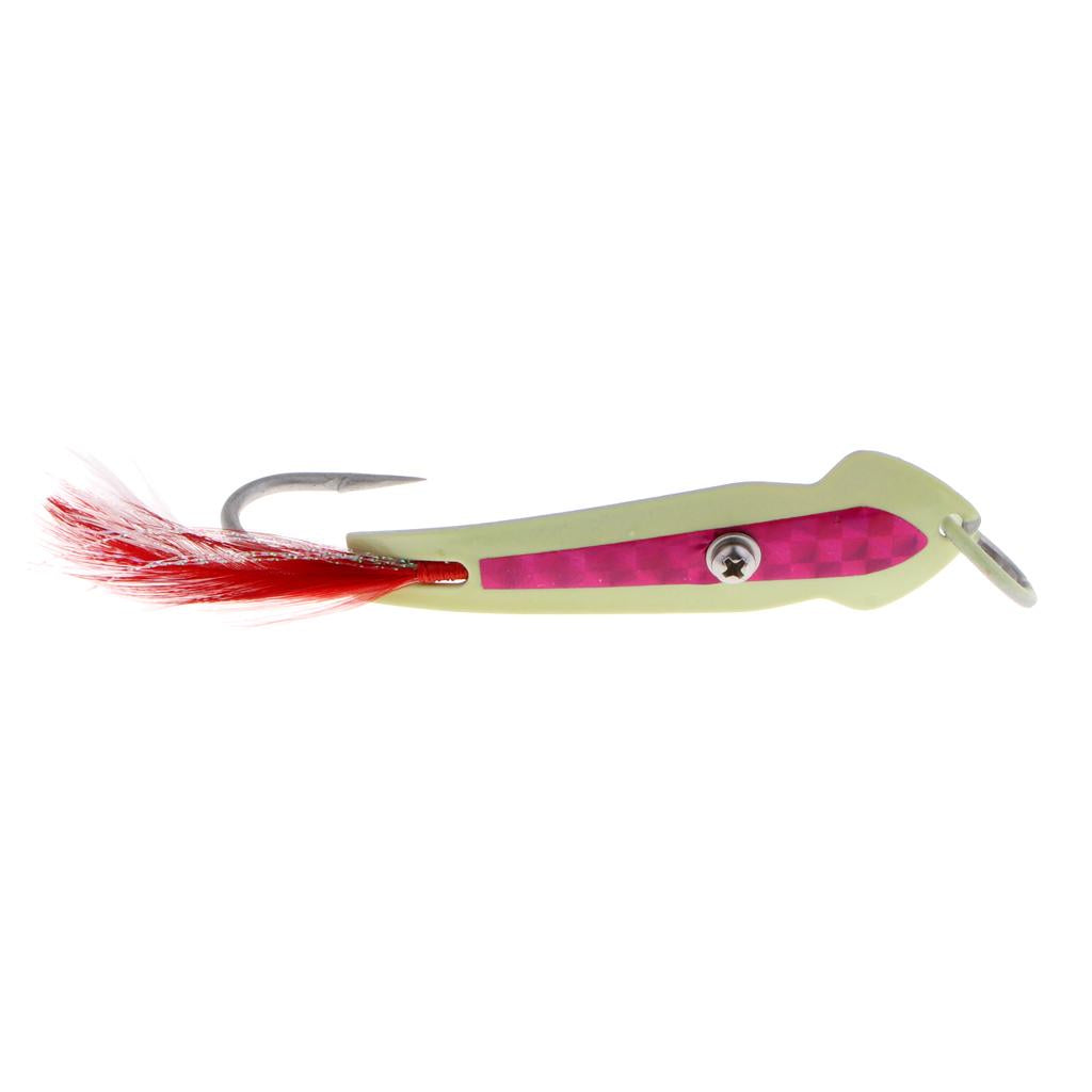 Metal Spoon Fishing Lure Jigs With Assist Hook For Sea Big Game Pink