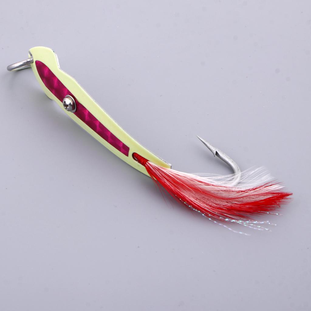 Metal Spoon Fishing Lure Jigs With Assist Hook For Sea Big Game Pink