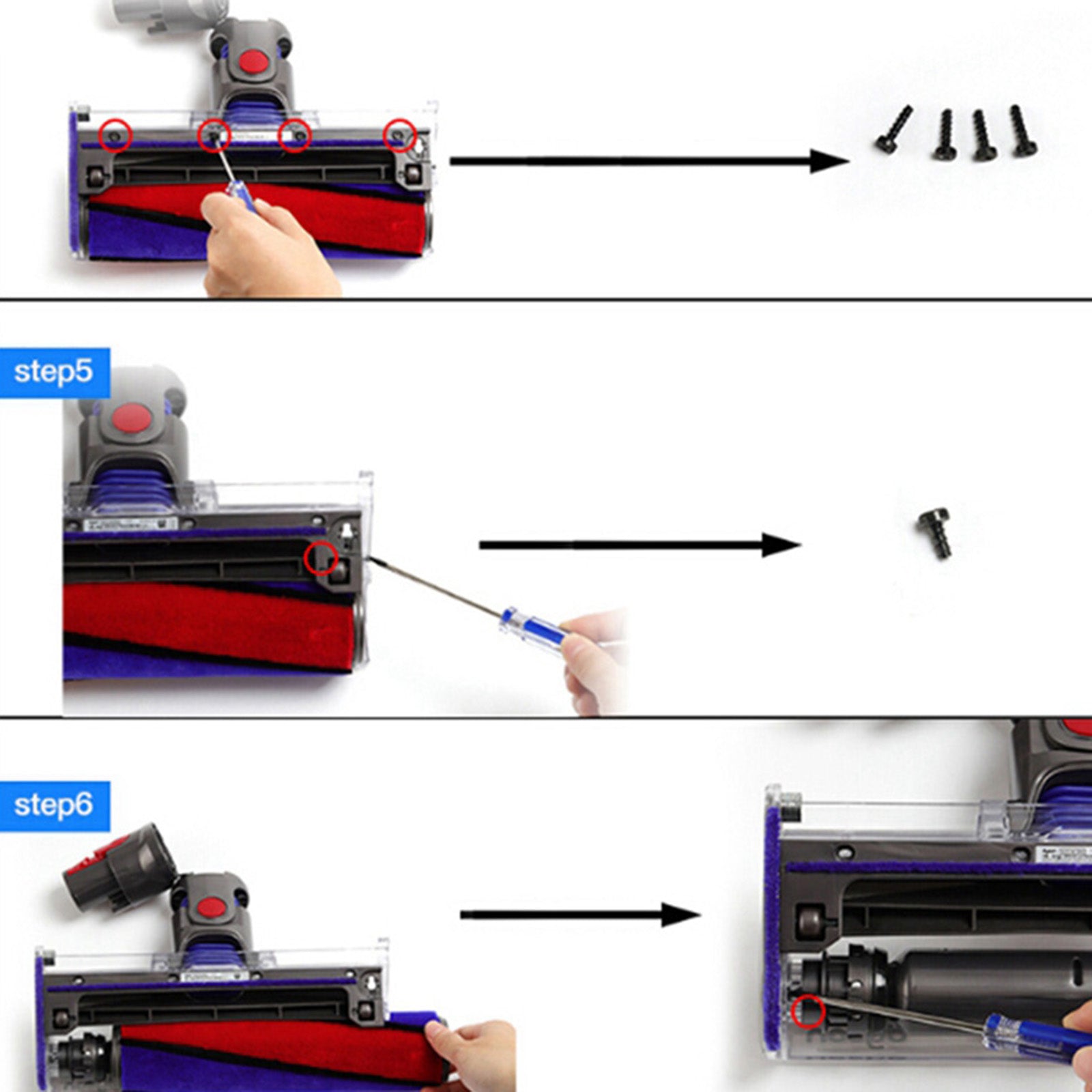 5Pcs / Set Replacement Filters Parts for Dyson Vacuum Cleaner, Soft Plush Strips + Blue Hose + T8 Screwdriver