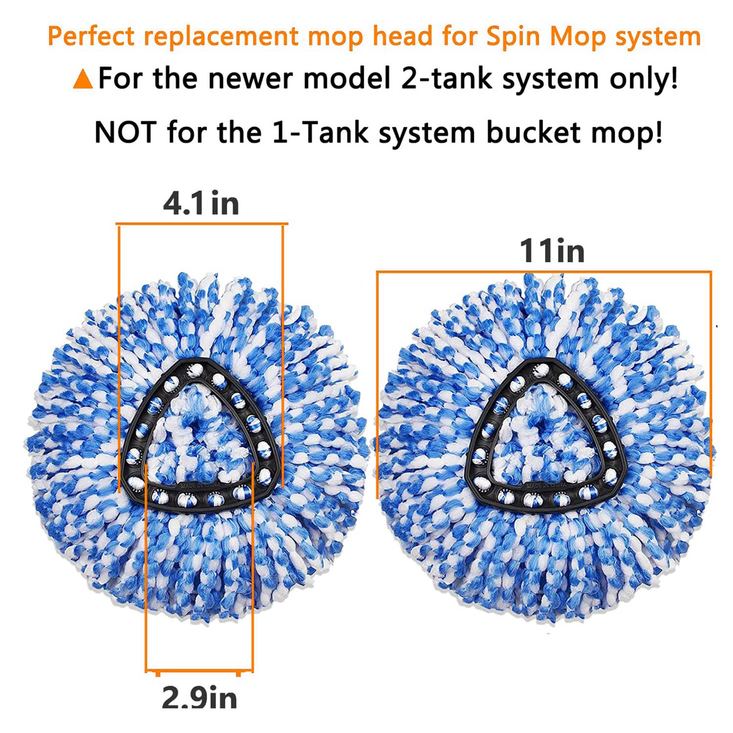6PCS Mop Replacement Head Rotating Mop Refills for O-cedar EasyWring RinseClean - Blue