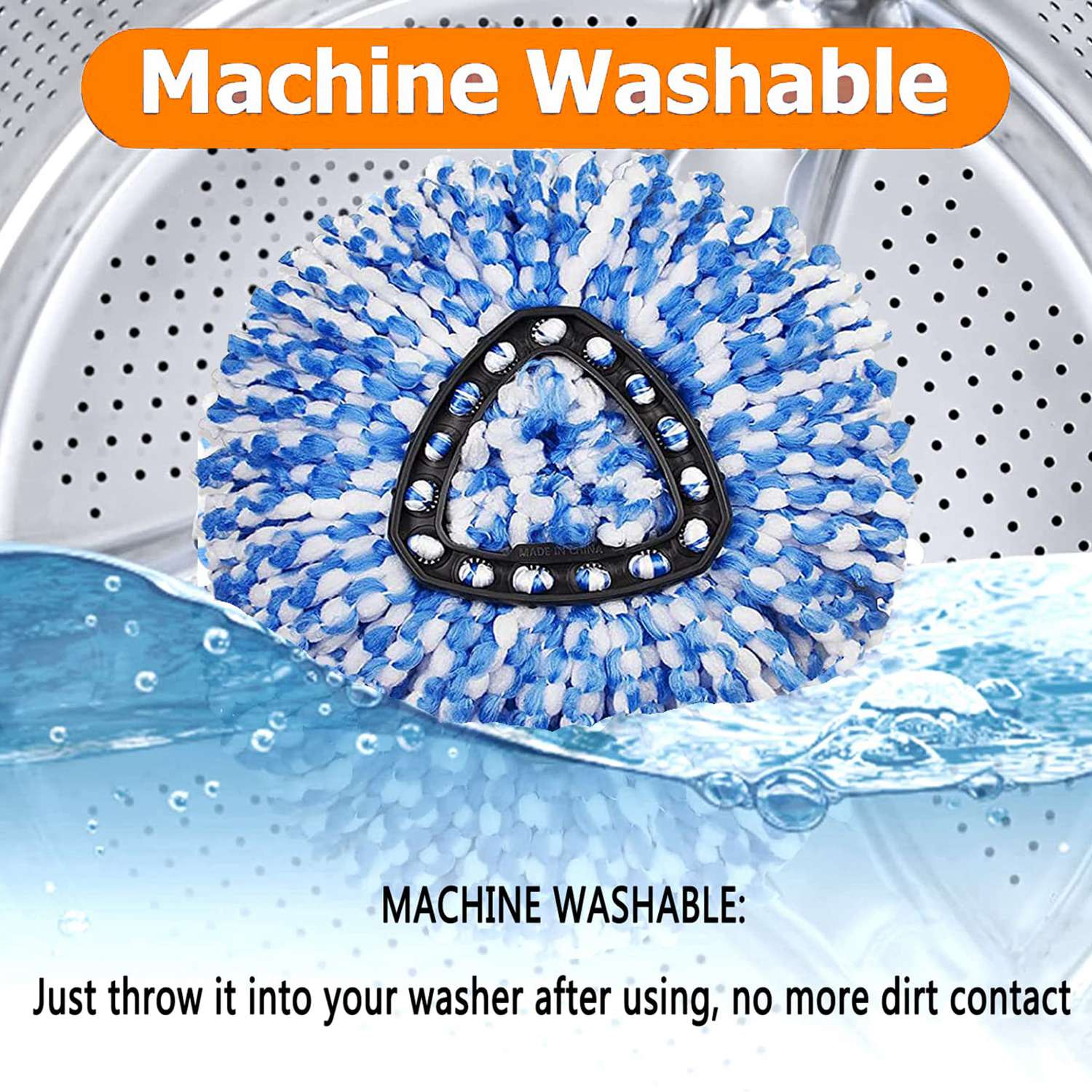6PCS Mop Replacement Head Rotating Mop Refills for O-cedar EasyWring RinseClean - Blue