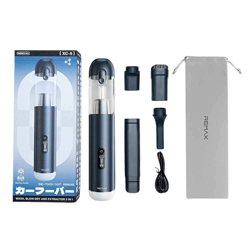REMAX XC-5 Multi-Function Brushless Car Vacuum Cleaner Aluminum Alloy 3-Speed Mode Dust Buster - Silver