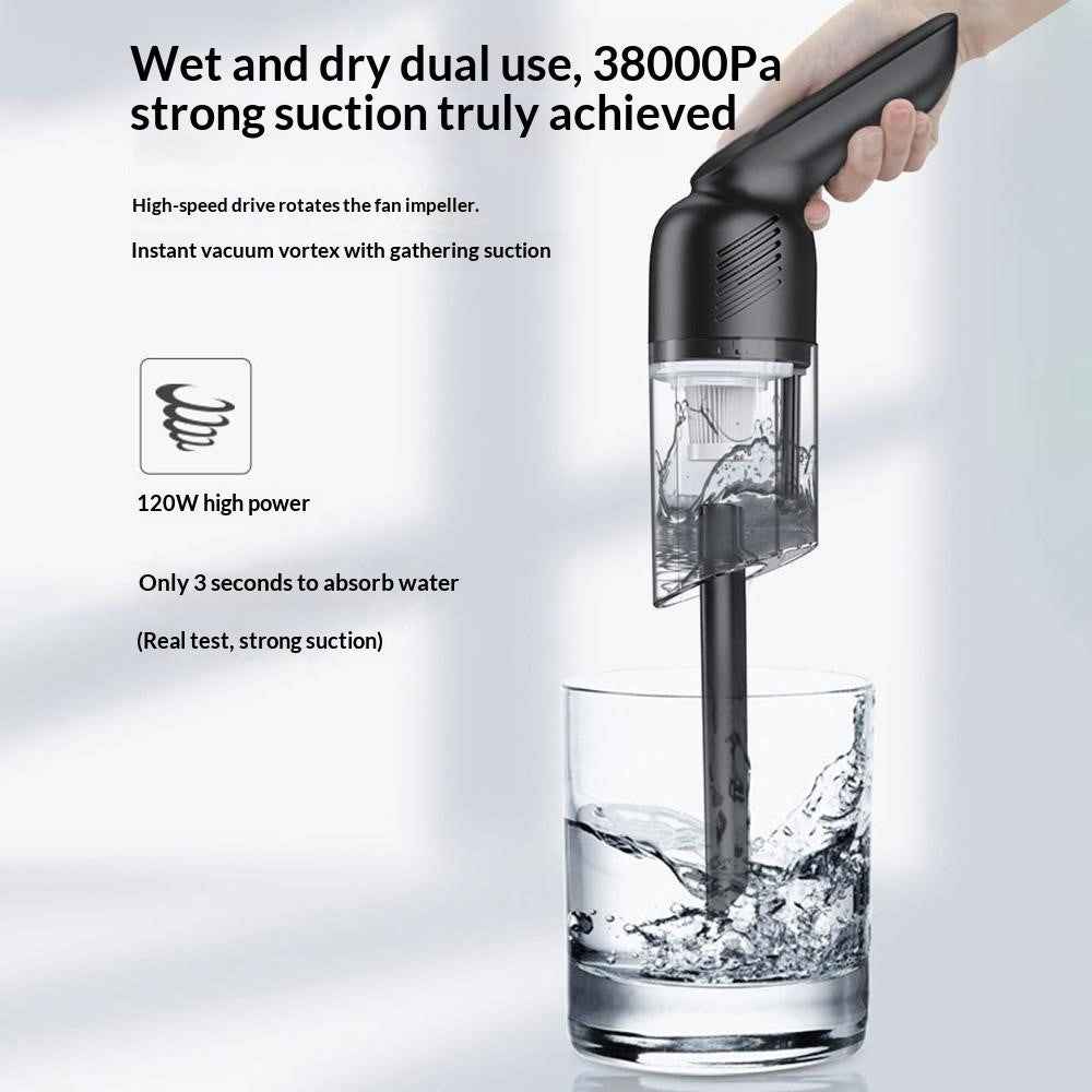 Portable UV Sterilizer Vacuum Cleaner Powerful Suction Wet / Dry for Car / Home Dust Mite Removal - Black