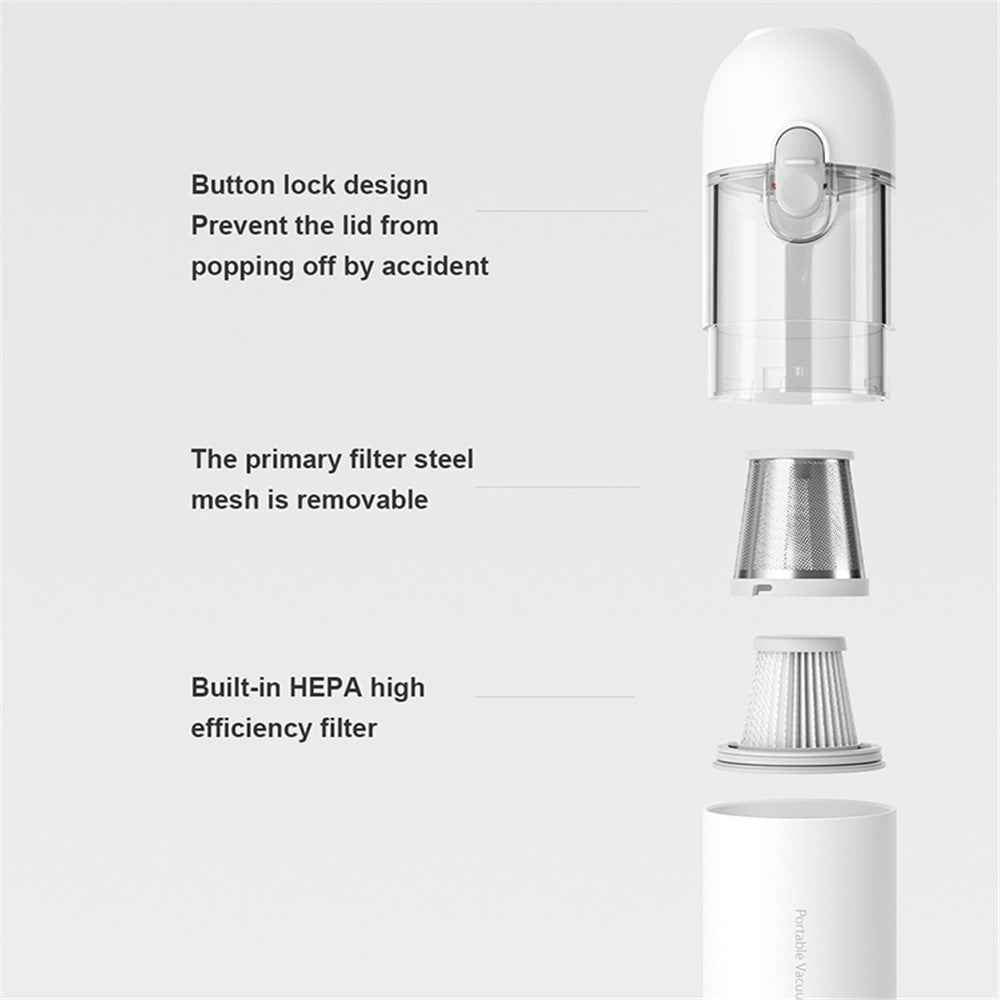 XIAOMI MIJIA Cordless Vacuum Cleaner 13000Pa Strong Suction Portable Cleaning Tool for Car Home - White