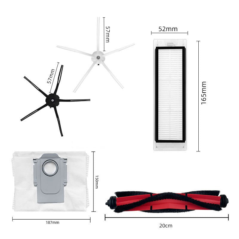 Cleaning Tool Kit Robot Vacuum Cleaner 2 Filters+4 Side Brushes+Roller Brush+2 Dust Bags for Roborock Q5