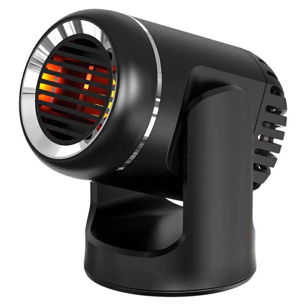 24V Car Heater Windshield Defrosting Defogging 360-Degree Rotating Vehicle Interior Heating Fan - Black